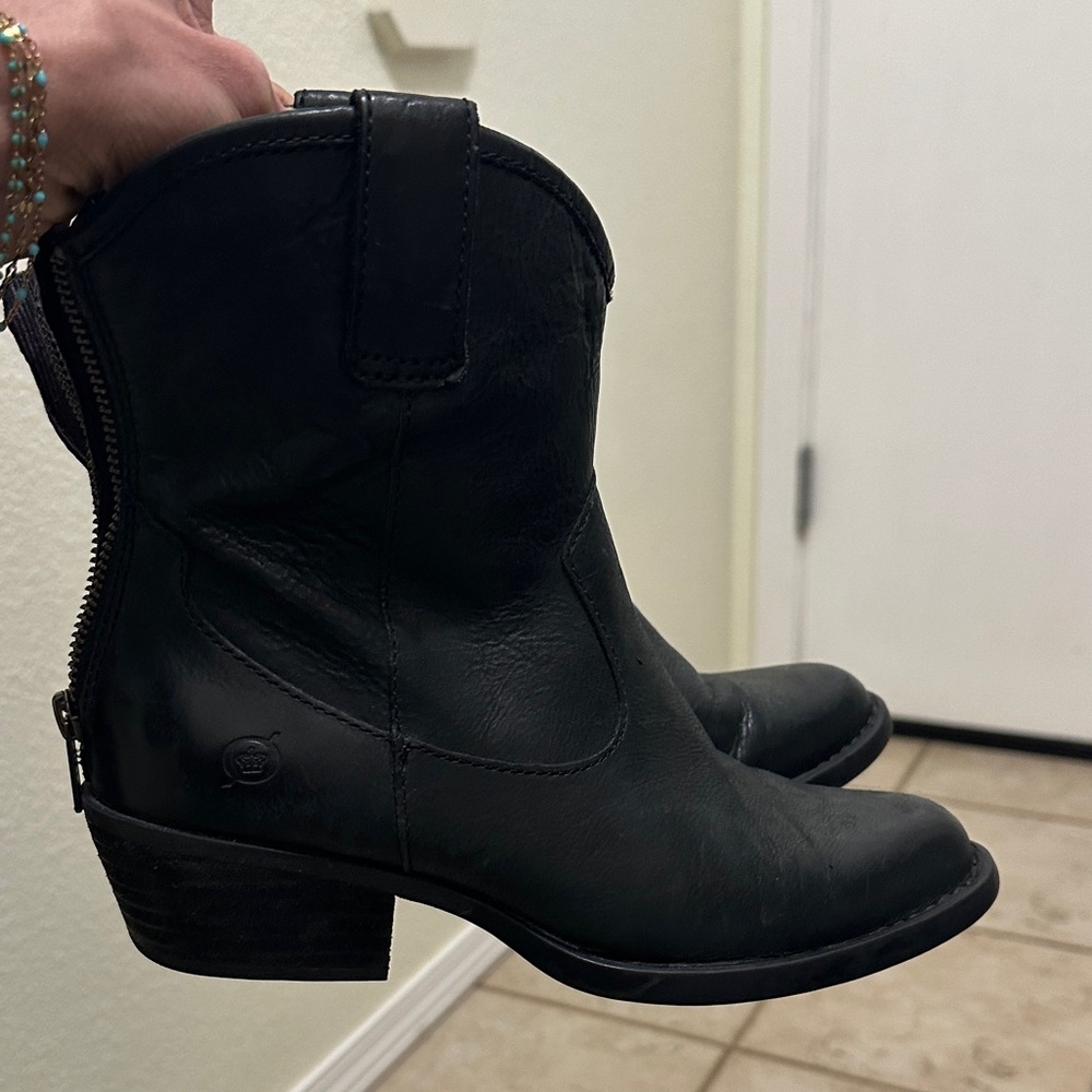Born Black Leather Ankle Boots